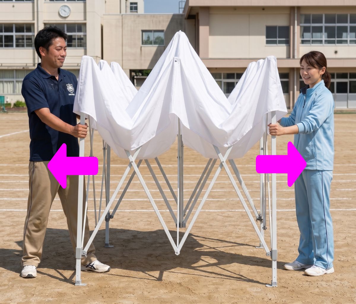 運動会の大型テント】立て方は簡単？ワンタッチテントに注目