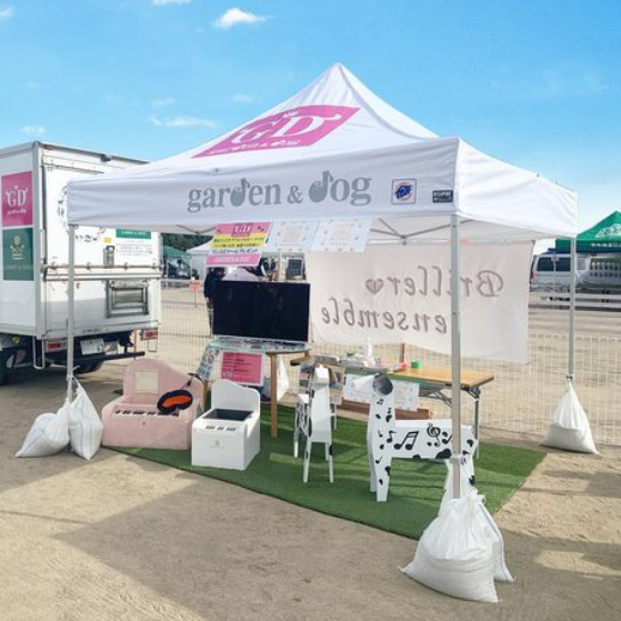 砂袋を使用したイージーアップテント