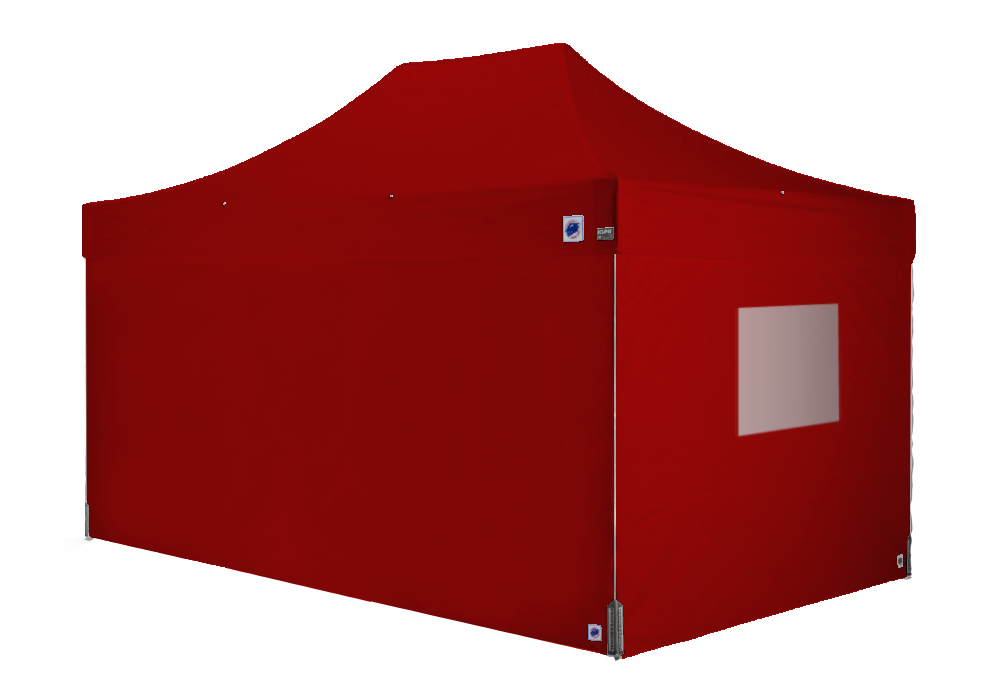 医療・防災用テントセット／4.5m（窓）スチール(窓1箇所（レッド）)