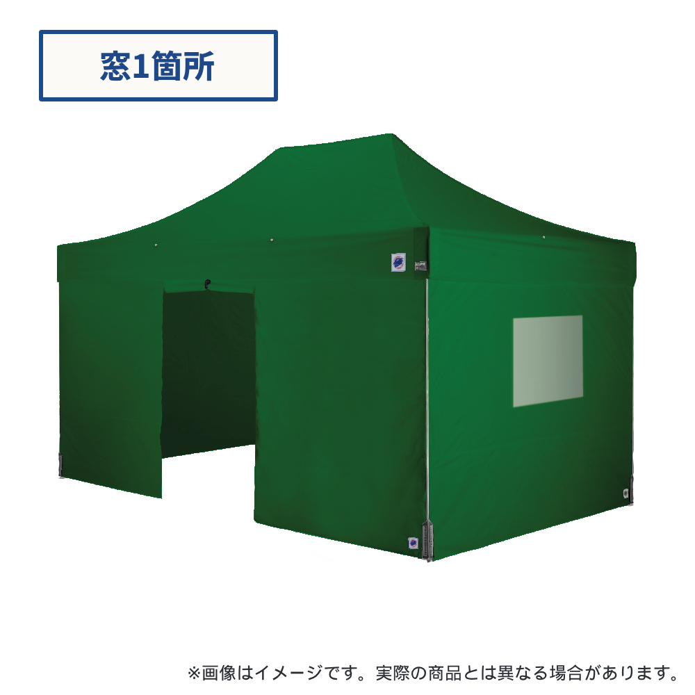 医療・防災用テントセット／4.5m（窓・出入口）スチール(窓1箇所・出入口（グリーン）)