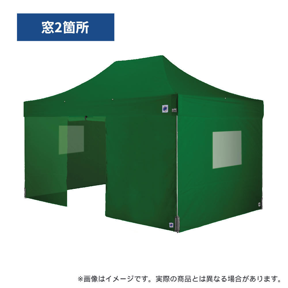 医療・防災用テントセット／4.5m（窓・出入口）スチール(窓2箇所・出入口（グリーン）)