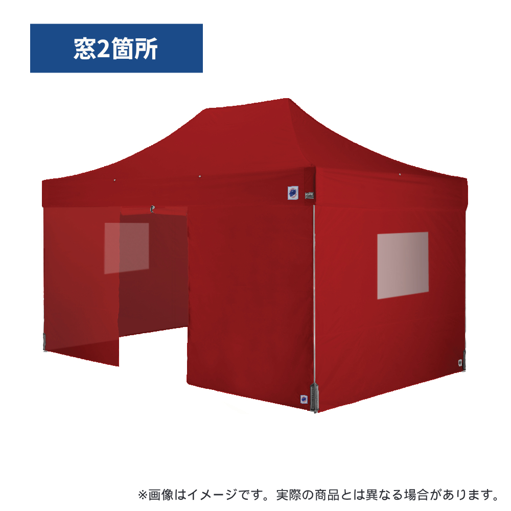 医療・防災用テントセット／4.5m（窓・出入口）スチール(窓2箇所・出入口（レッド）)