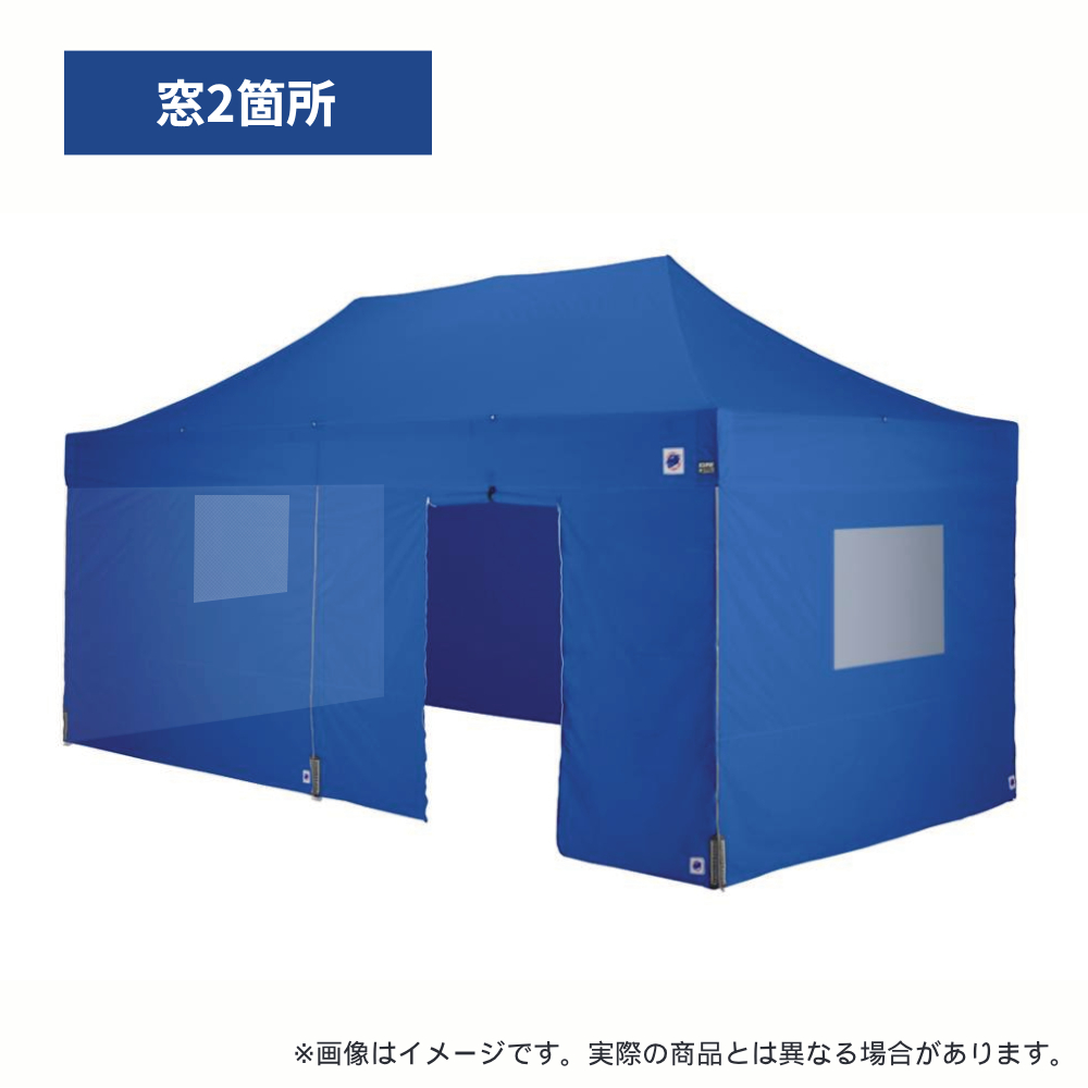 医療・防災用テントセット／6m（窓・出入口）スチール(窓2箇所・出入口（ブルー）)