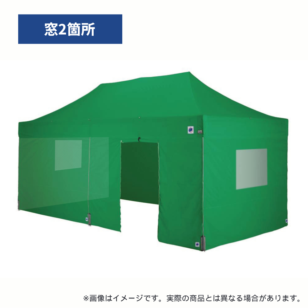 医療・防災用テントセット／6m（窓・出入口）スチール(窓2箇所・出入口（グリーン）)