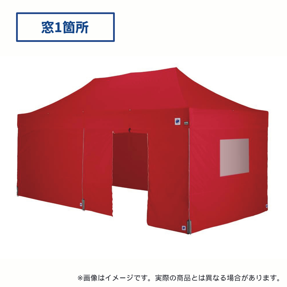 医療・防災用テントセット／6m（窓・出入口）スチール(窓1箇所・出入口（レッド）)