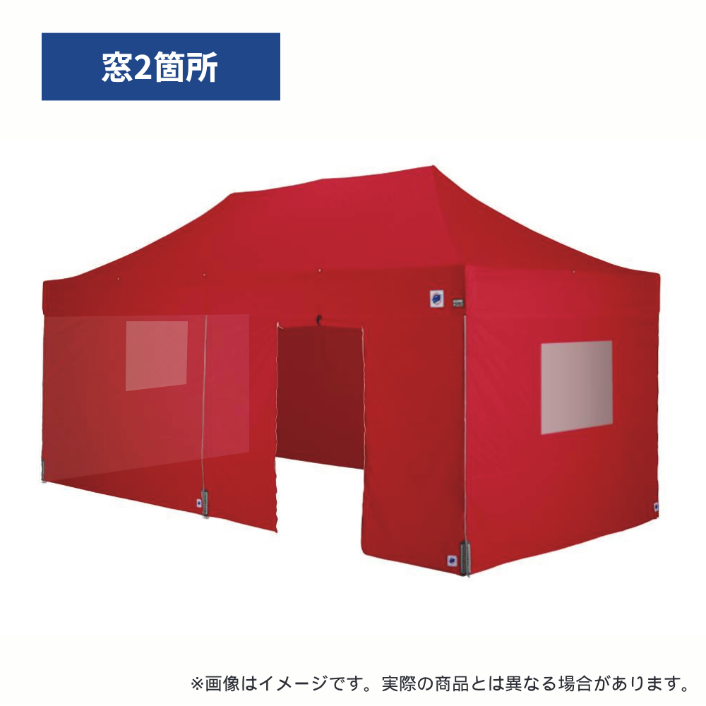 医療・防災用テントセット／6m（窓・出入口）スチール(窓2箇所・出入口（レッド）)