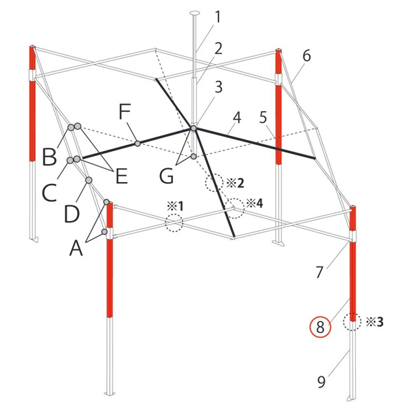 ｺｰﾅｰﾎﾟｽﾄ上部 (DXA30~60-07用)