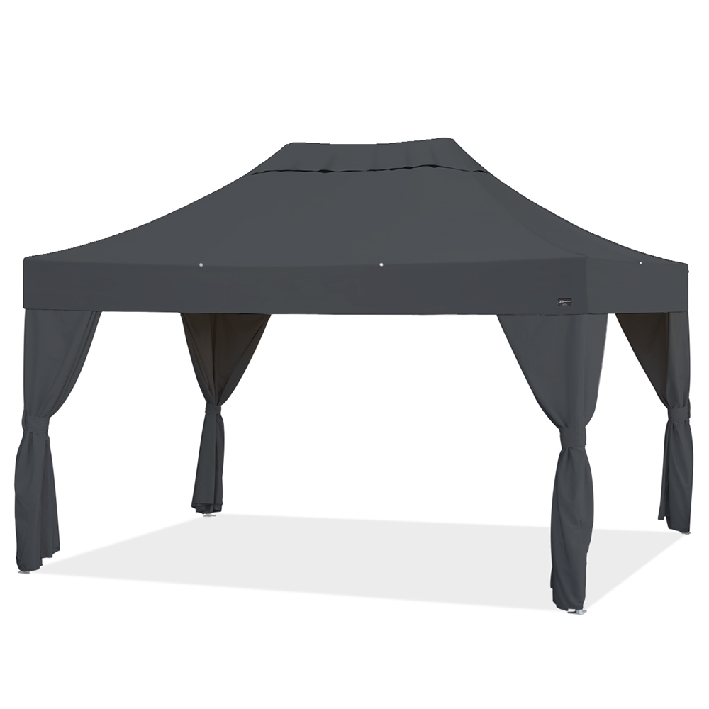 バンガロー カーテン4枚付き (3×4.5m)(チャコールグレー)