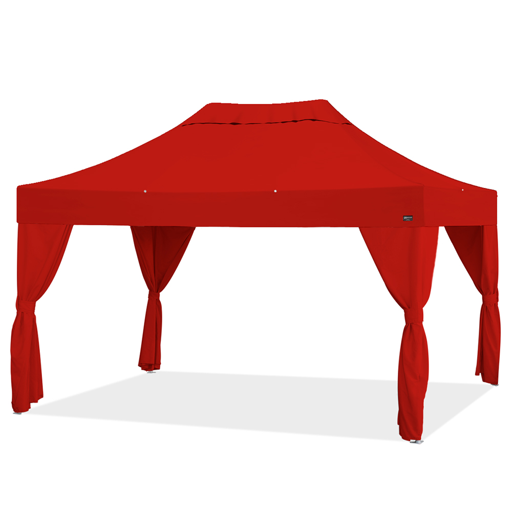 バンガロー カーテン4枚付き (3×4.5m)(レッド)