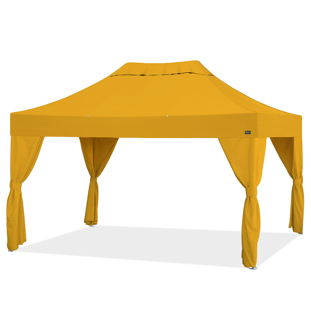 バンガロー カーテン4枚付き (3×4.5m)(イエロー)