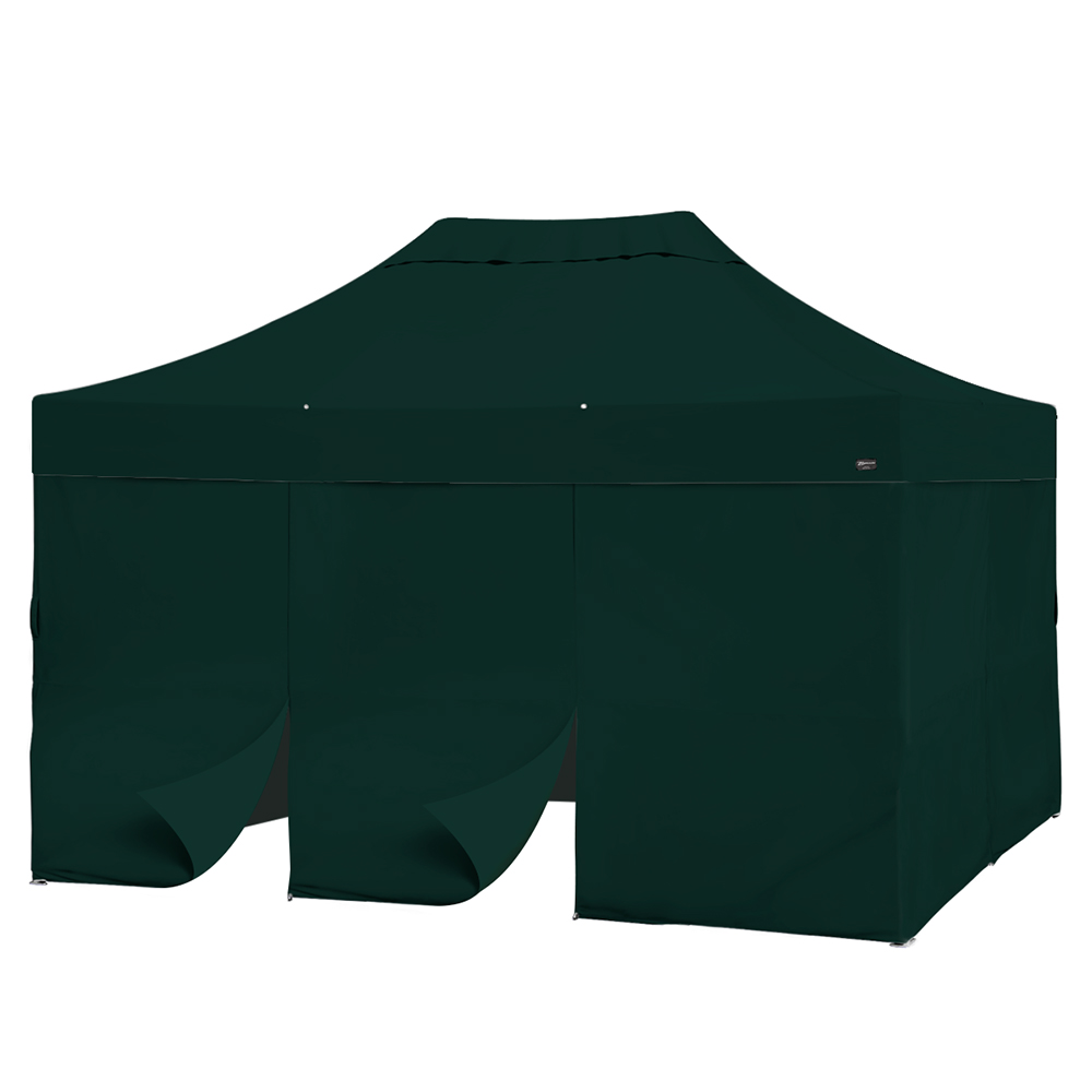 バンガロー カーテン6枚付き (3×4.5m)(ダークグリーン)