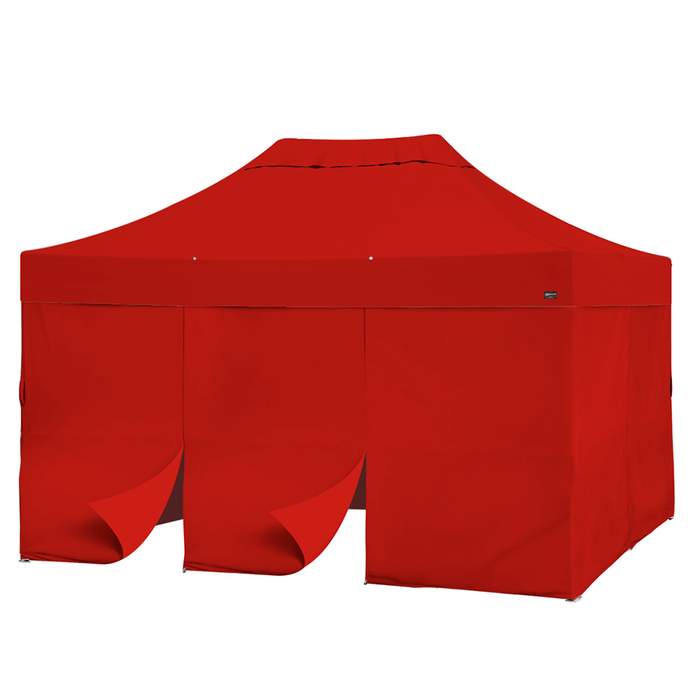 バンガロー カーテン6枚付き (3×4.5m)(レッド)