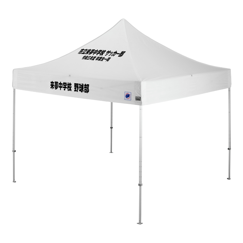 デラックス (3×3m) 名入れ傾斜部+垂幕部 スチール(ホワイト)