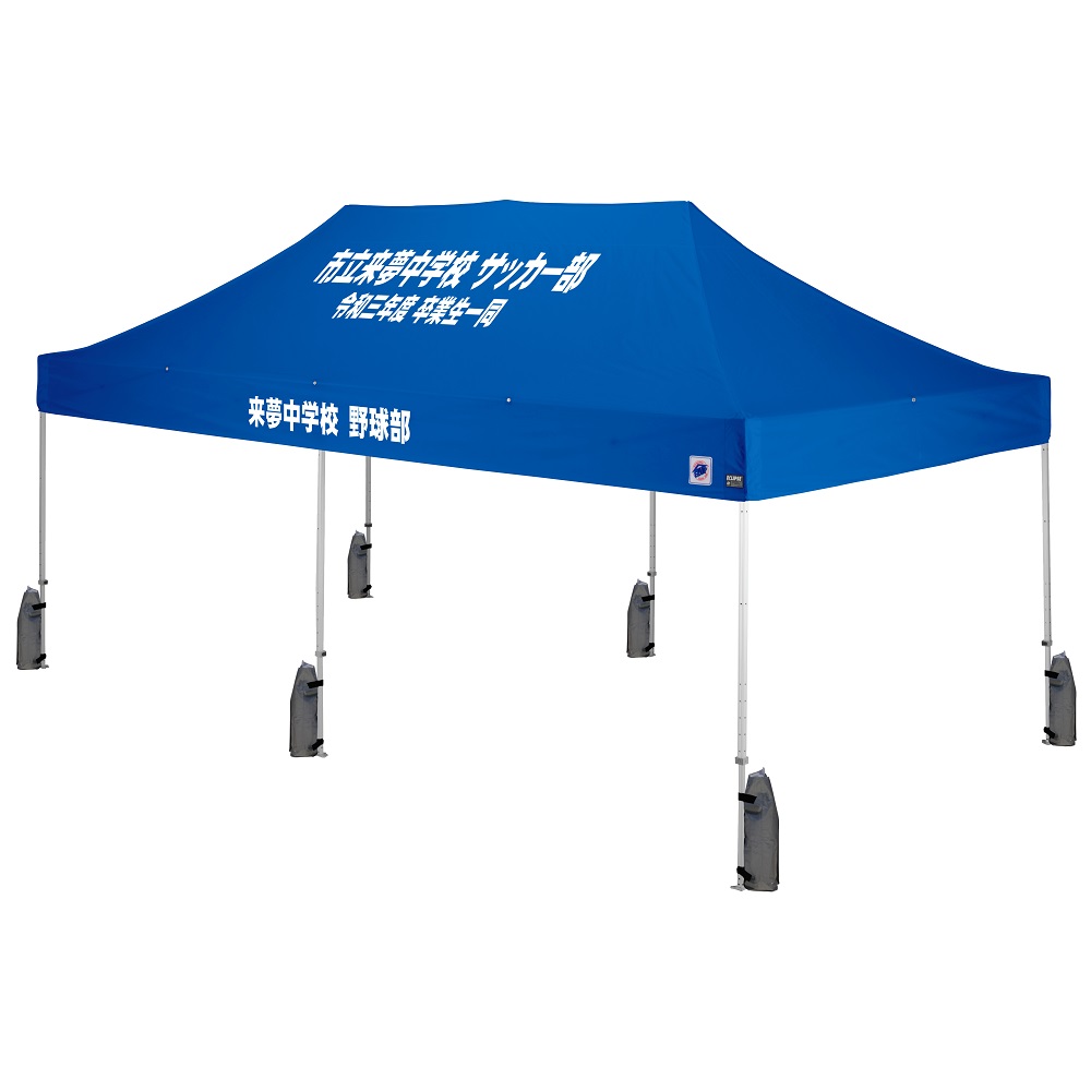 デラックス (3×6m) 名入れ傾斜部+垂幕部 スチール(ブルー（水ウエイト4個セット）)