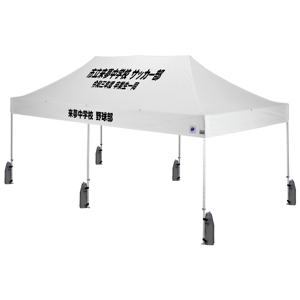 デラックス (3×6m) 名入れ傾斜部+垂幕部 スチール(ホワイト（水ウエイト4個セット）)